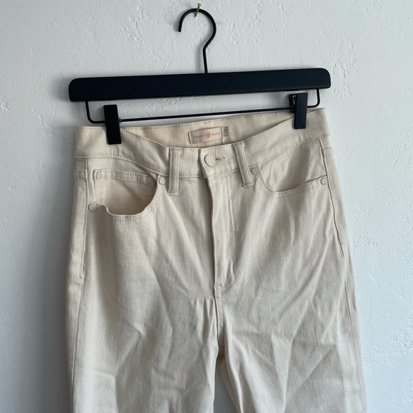 Tory Burch Lana Pom Pom cream embroidered jeans size 27 - Picture 6 of 10